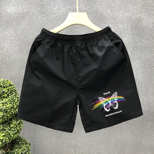 运动速干沙滩大裤 精神小伙短裤 三分裤 子男潮弹力修身 衩外穿 网红裤