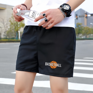 潮牌白色短裤男夏季薄款休闲裤精神小伙外穿修身4分裤青年沙滩裤