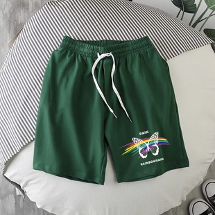 潮流薄款 冰丝五分裤 宽松休闲中裤 短裤 外穿裤 夏季 运动沙滩裤 子 男士