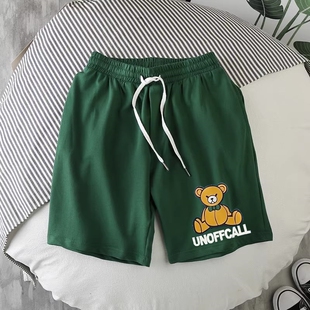 夏季 印花修身 潮流休闲五分短裤 子系带大码 百搭松紧腰中裤 潮牌男士