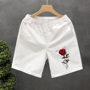 三分裤 精神小伙四分沙滩裤 玫瑰情侣短裤 韩版 男修身 网红同款