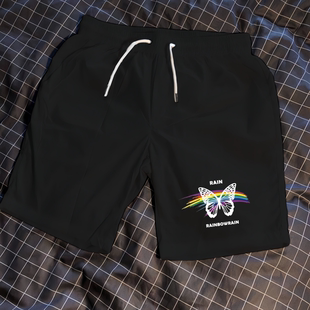 社会精神小伙运动裤同款男士短裤修身三分裤休闲情侣休闲沙滩裤子