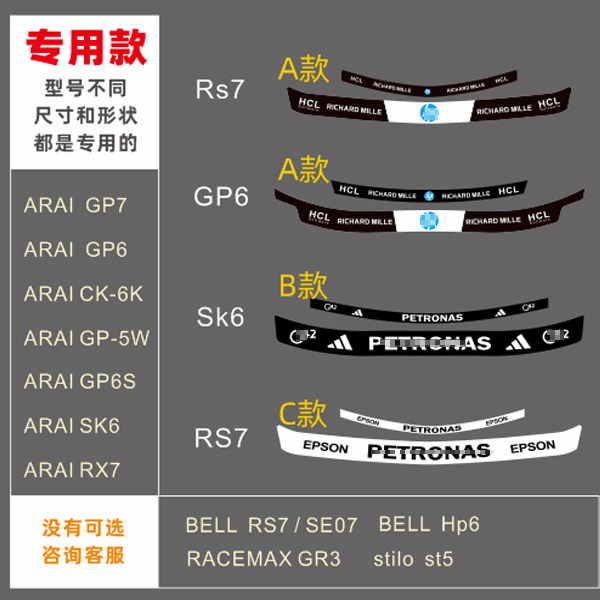卡丁车头盔镜片遮阳贴适用于RS7 GP6 SK6 GP-5W 赛车贴纸 6596图片
