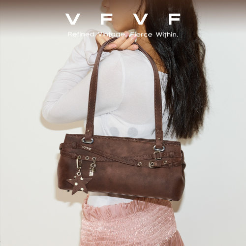 VFVF棕色腋下小方包手提包