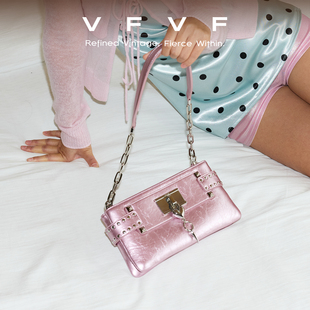 VFVF粉色信封包单肩腋下包高级感通斜挎小方包手提女包包2025新款