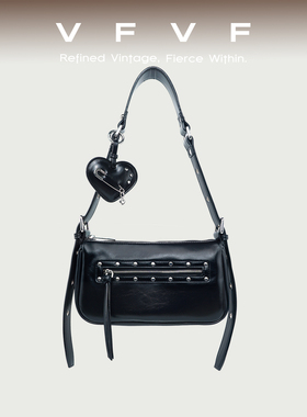 VFVF黑色单肩斜挎包腋下小方包柳钉手提包高级感通勤包女2026新款