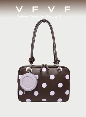 VFVF棕色波点小方包高级感大托特包通勤单肩斜挎包圆点手提吐司包