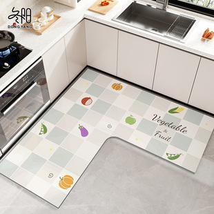 厨房地垫防滑防油可擦免洗吸水地毯2024新款防水专用l型家用脚垫
