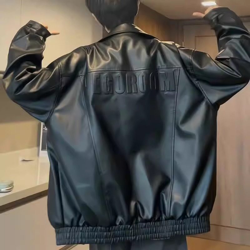 高端皮衣外套男士春秋季薄款潮牌美式痞帅机车服休闲 真皮宽松夹