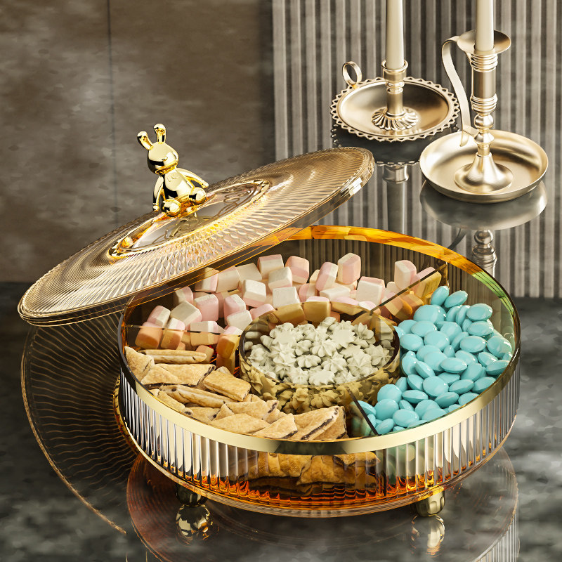 多层可旋转糖果盒轻奢客厅茶几喜庆果盘干果盘坚果加厚摆放盘