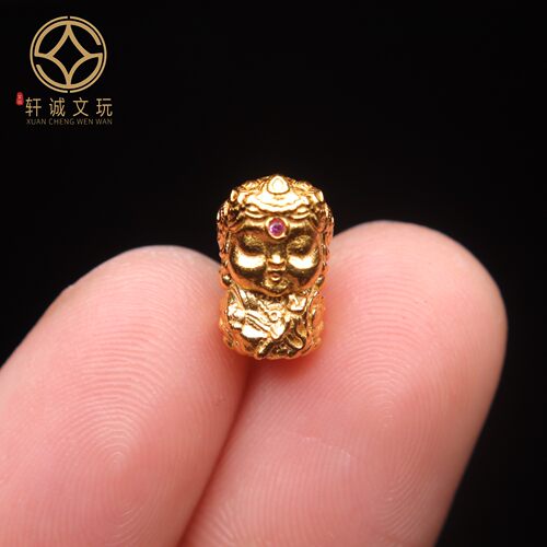 原创925银镀金绿度母桶珠腰珠隔珠手工串珠编绳diy文玩配饰珠