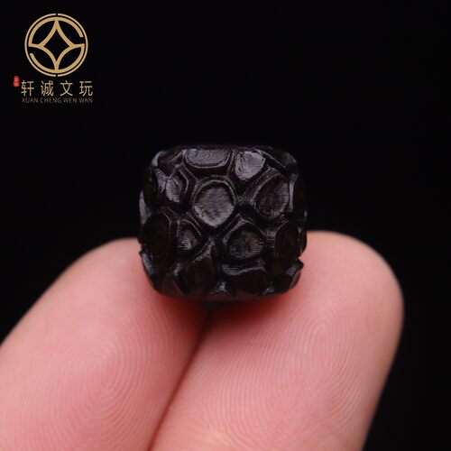 原创天然黑檀木龙鳞龙纹桶珠散珠DIY108手串手链吊坠新款配饰