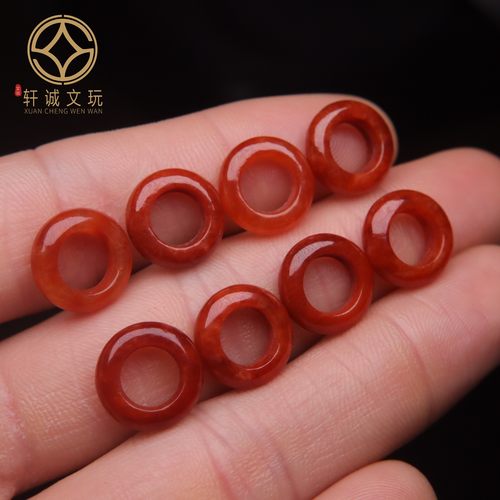 保真凉山满肉满色大孔南红玛瑙跑环跑圈隔片鼓珠散珠DIY配饰配件