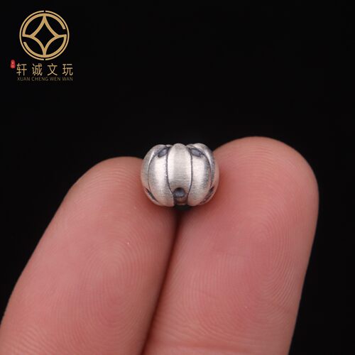 原创足银999瓜珠花桶珠顶腰珠隔珠手串散珠串珠编绳diy文玩配饰