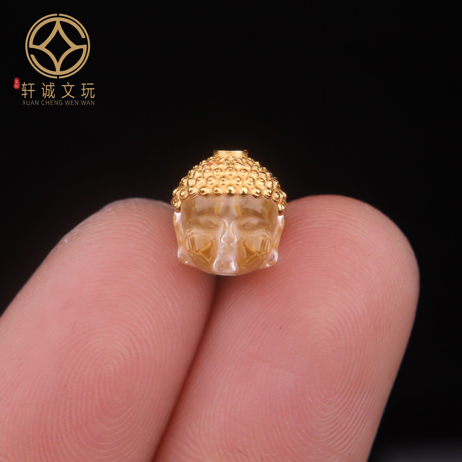 天然银镀金白水晶镶嵌宝宝佛头珠散珠吊坠饰品手串配珠配饰配件