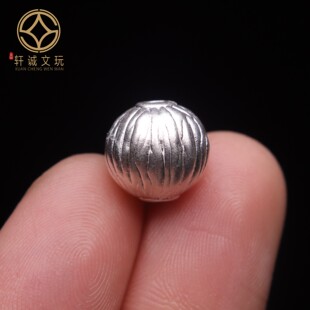999足银拉丝圆珠隔珠diy银饰纯银配件文玩配饰手串手链配件配珠