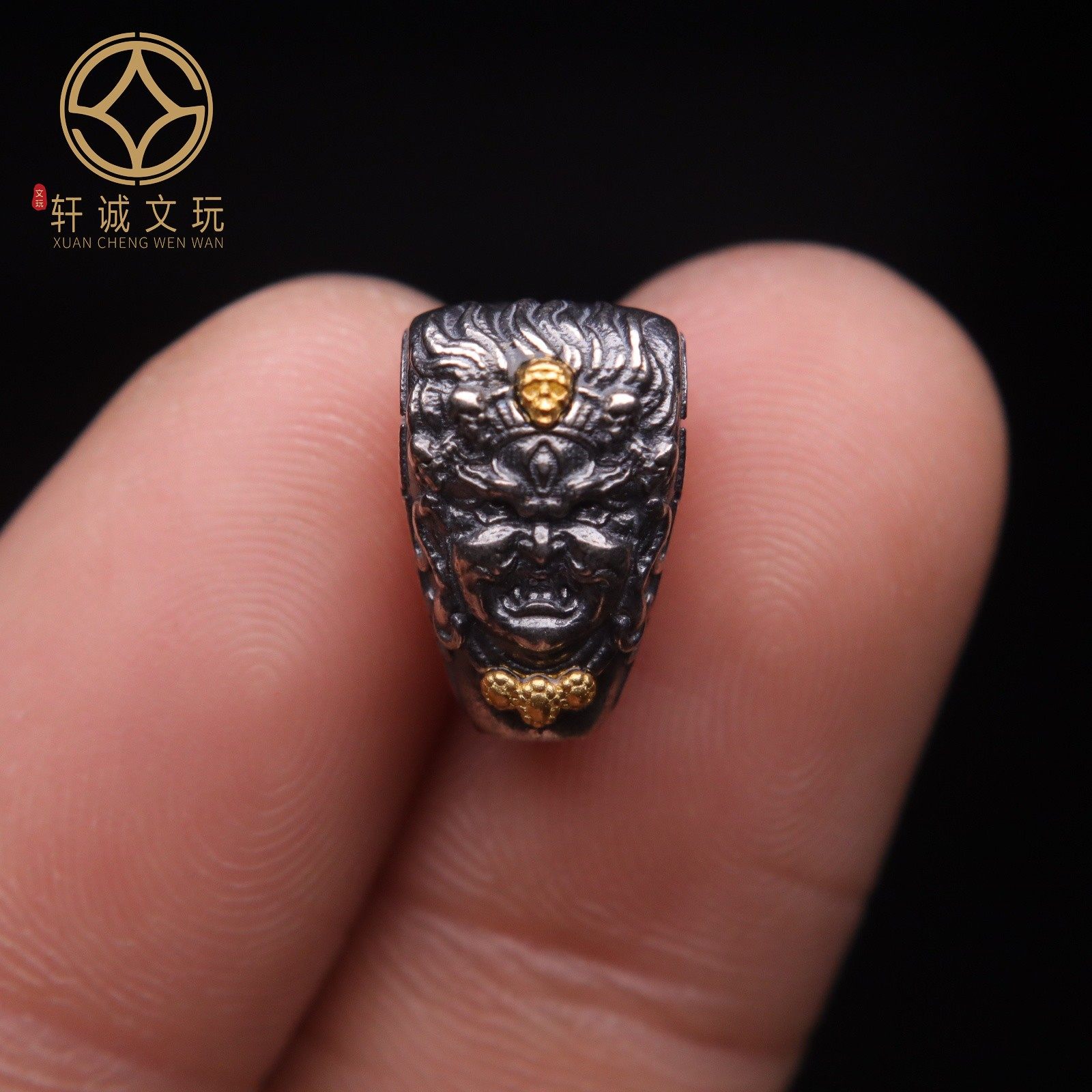 原创925银镀金大黑天金刚杵三通佛头隔珠手串diy配件菩提文玩配饰,饰品/流行首饰/时尚饰品新,银饰配件,淘宝优惠券,粉丝福利购,淘宝优惠卷