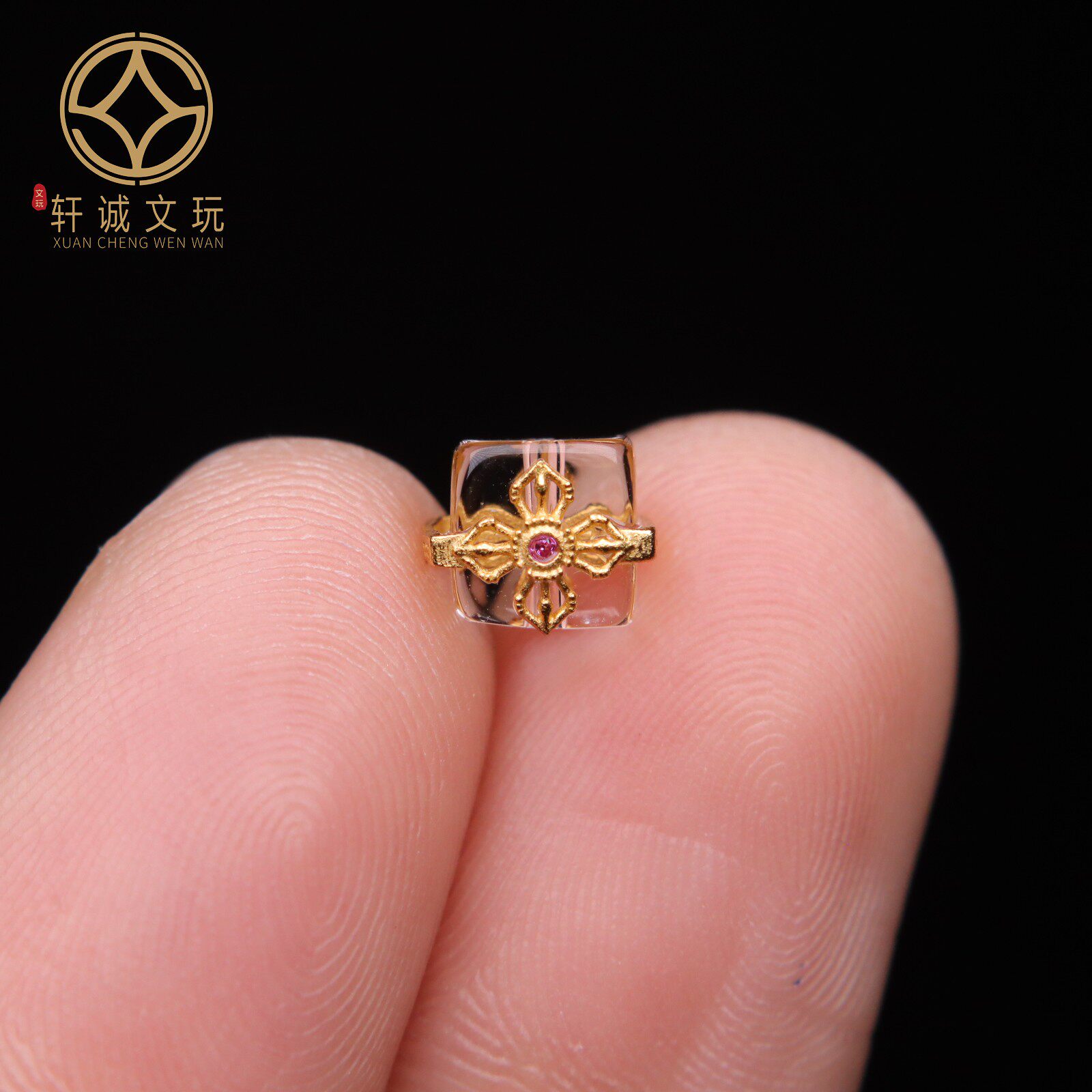 原创925银镀金水晶方糖腰珠隔珠手工串珠编绳diy文玩配饰手串配珠