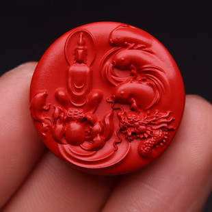 原矿保真朱砂观音莲花鱼龙牌子吊坠配饰星月菩提手长串diy配件