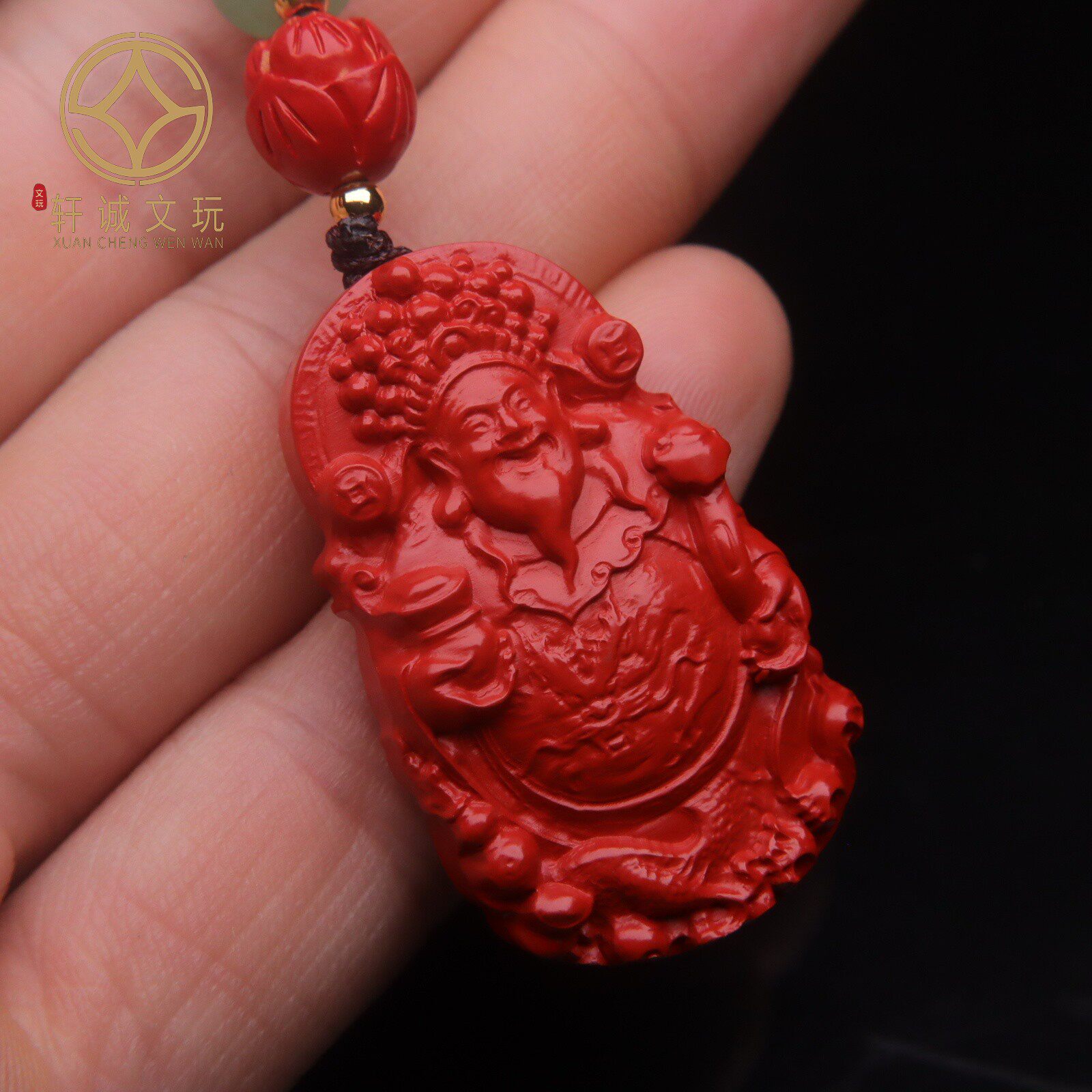 天然原矿朱砂财神龙牌铜钱吊坠背云挂件饰品项链手链手串配件配饰