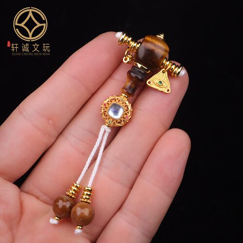 10MM天然虎眼石古法金三通套装组合佛头108长串手串手链配珠配件