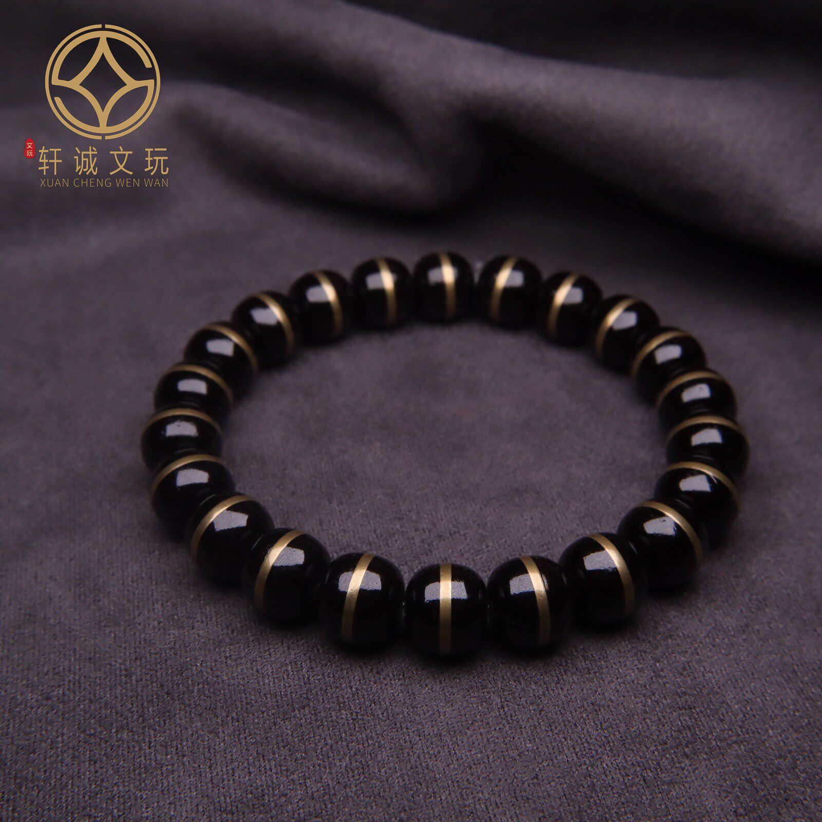 印尼老料椰蒂一线药师镶铜单圈手串精品原色文玩佛珠老型桶圆珠