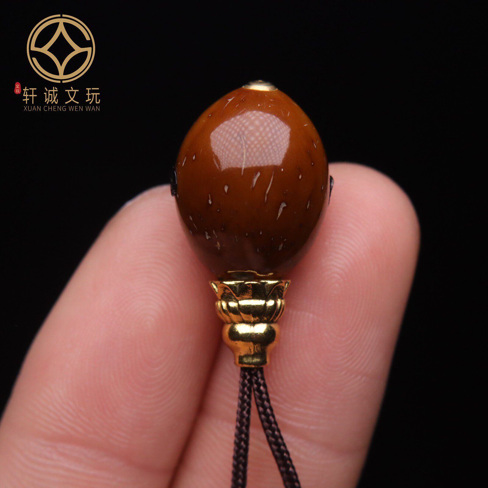 古法金配件天然沉香木镶嵌橄榄三通佛头散珠DIY文玩配饰手串配件
