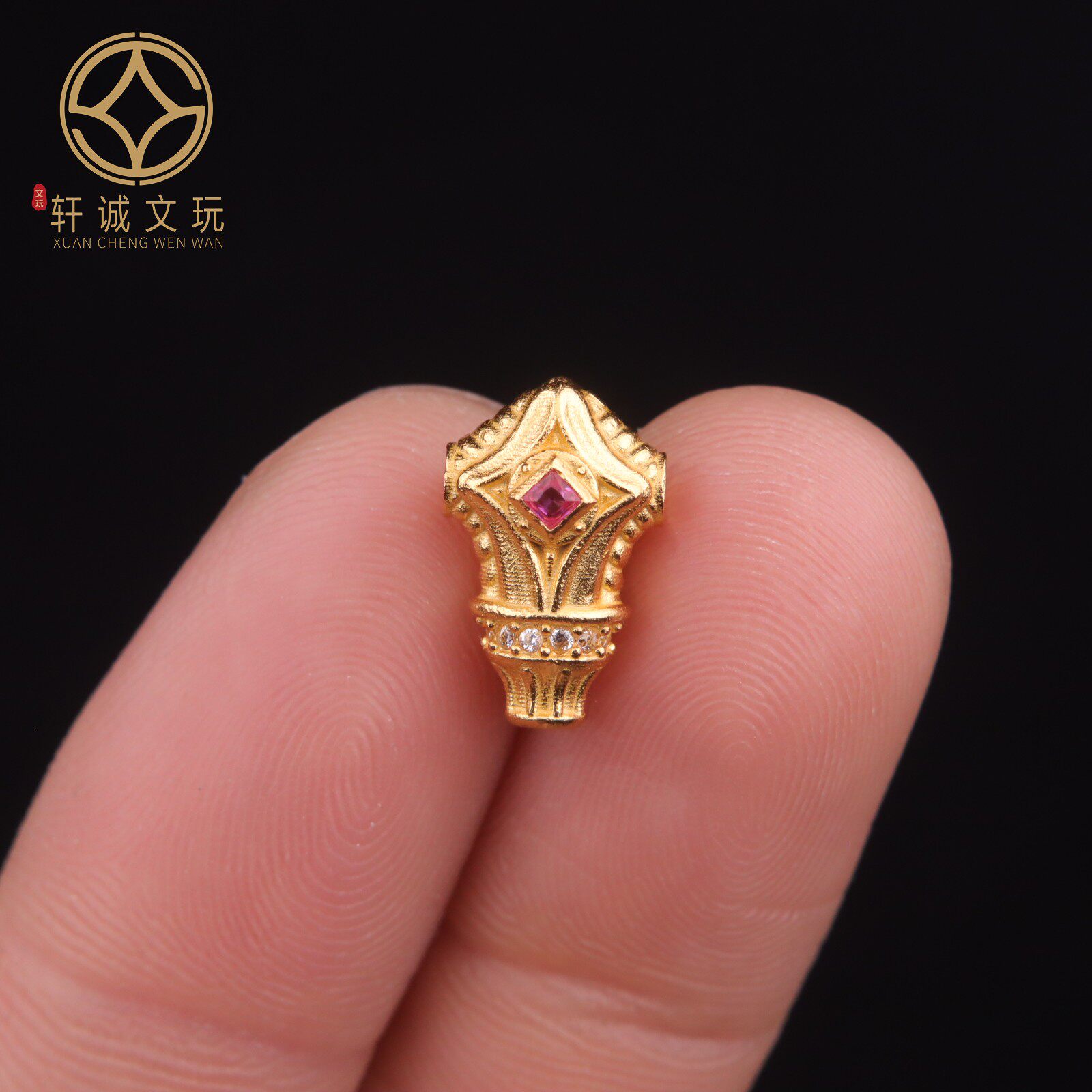 原创足银925镀金三角三通佛头金刚手串手链长串diy配饰配件饰品