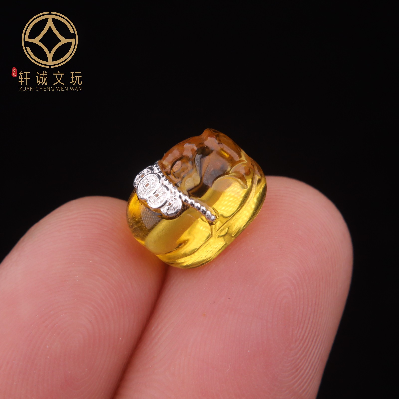 8.6MM蜜蜡貔貅银镀金配件天然水晶招财隔珠散珠珠子DIY文玩配饰
