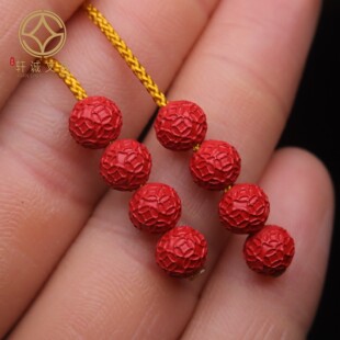 天然保真帝王朱砂小铜钱珠弟子珠散珠子隔珠手链本命年手工手串