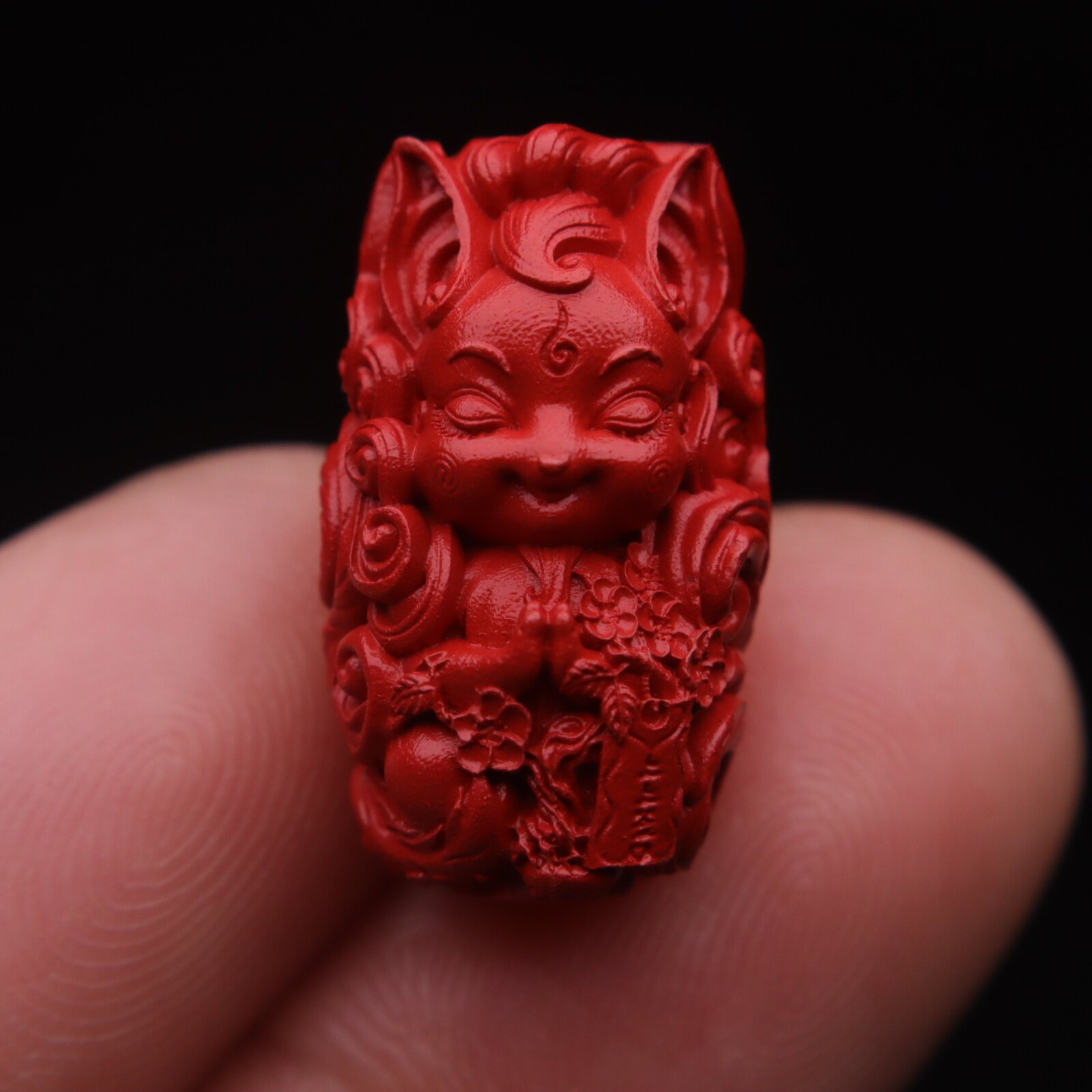 原矿朱砂狐狸吊坠挂件饰品圆珠散珠配珠手串手链文玩diy配件配饰
