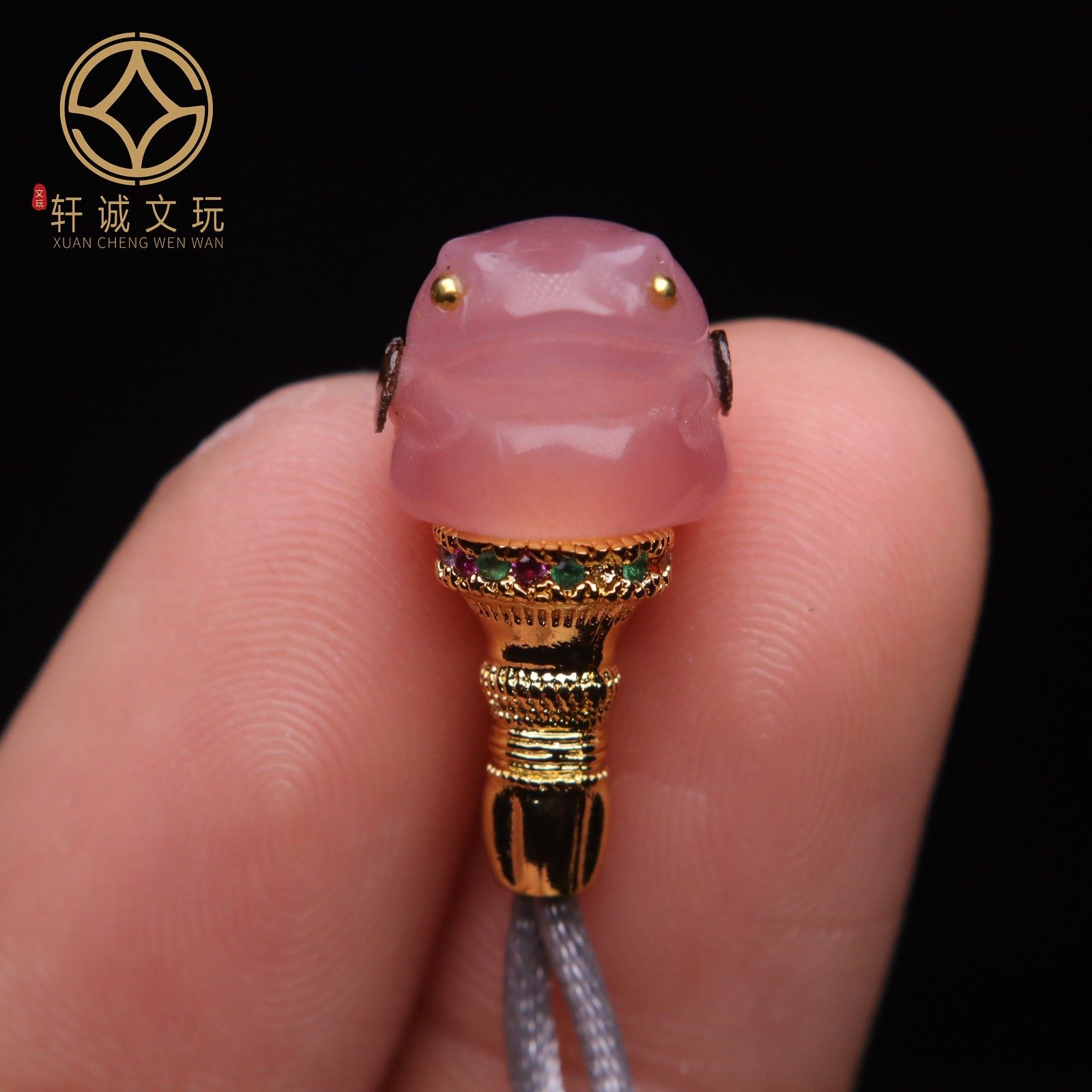 原创玛瑙粉金蝉精工分体奶嘴三通佛头隔珠金刚手串长串108diy配饰