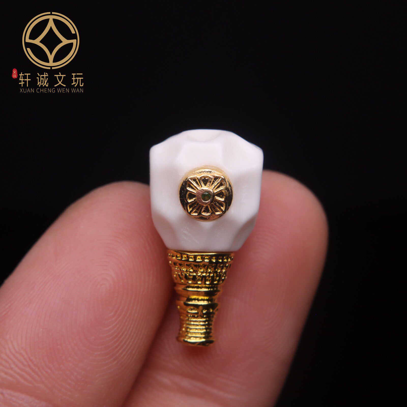 手工雕刻鹿角镶嵌根付分体三通佛头手串diy文玩配饰配件手链配珠