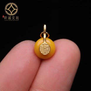 原创银镀金镶嵌天然琥珀蜜蜡卡子吊坠散珠手串diy文玩配件配饰