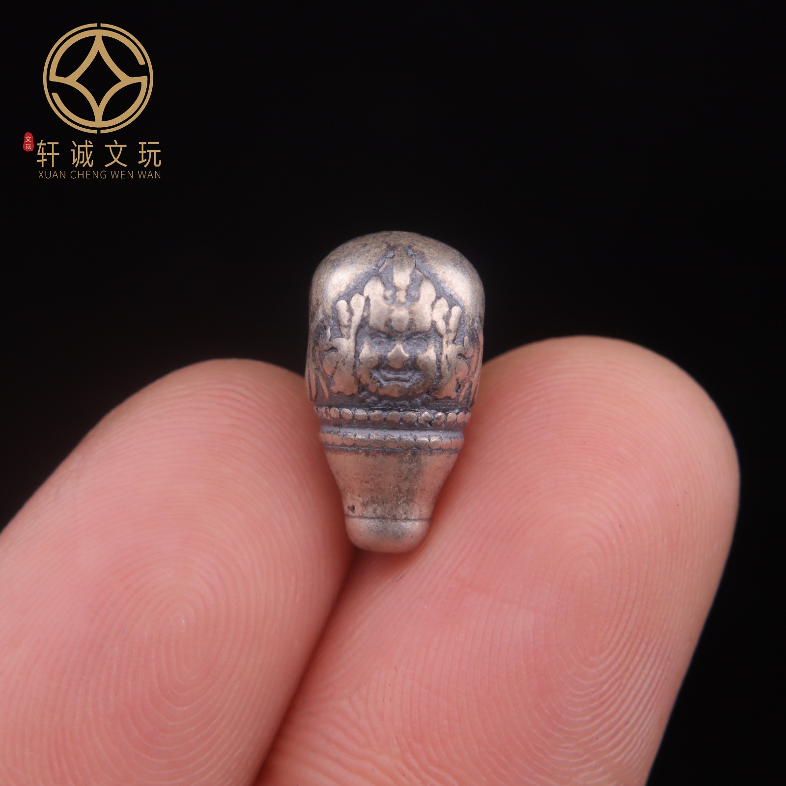 足银纯银黑天度母三通佛头隔珠diy配件散珠佛珠文玩diy手串链配饰