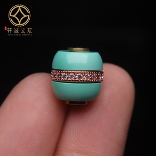 优化高瓷绿松石果绿老型汉堡珠桶珠蒙松散珠手串手持108diy配饰