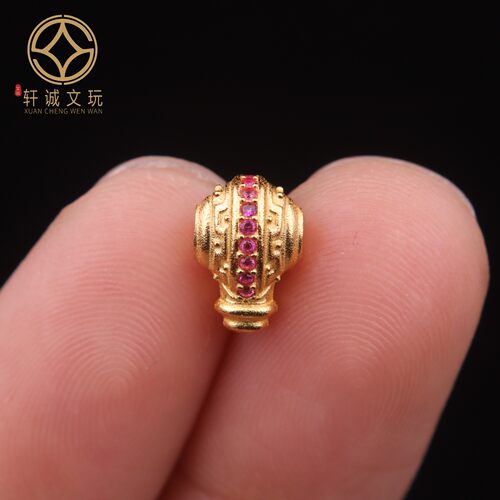 7MM银镀金三通镶钻S925银镀金天然佛头桶珠DIY配饰手串手链饰配件