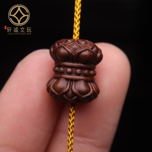 原创天然老山檀莲花沉香桶珠鼓珠DIY文玩手链配饰配件配珠饰品