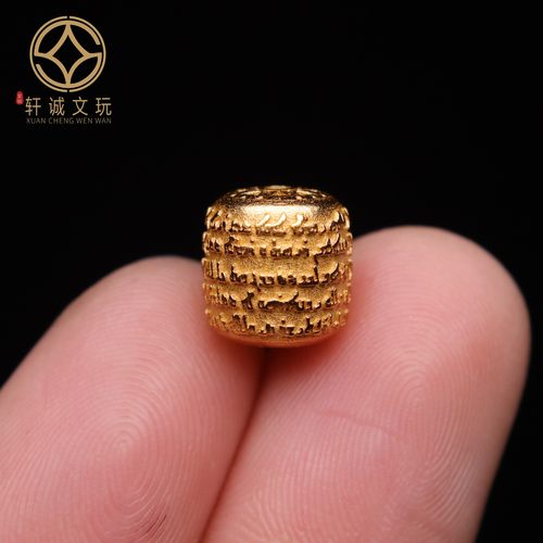 原创925银镀金五条经文老型桶珠腰珠隔珠串珠编绳diy文玩配饰配件