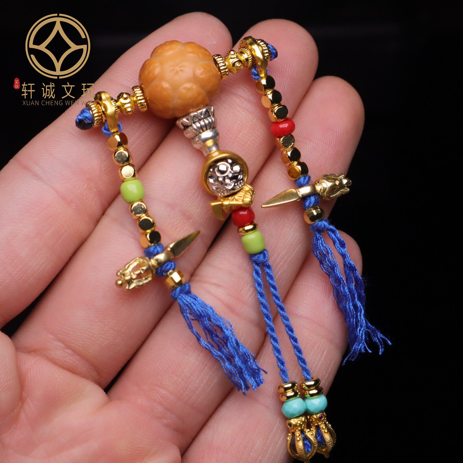 天然橄榄古法金三通套装组合佛头星月金刚菩提108长串配珠配件