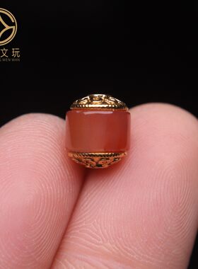 古法金镶嵌桶珠保真南红凉山满肉满色玛瑙鼓珠散珠DIY配饰配珠