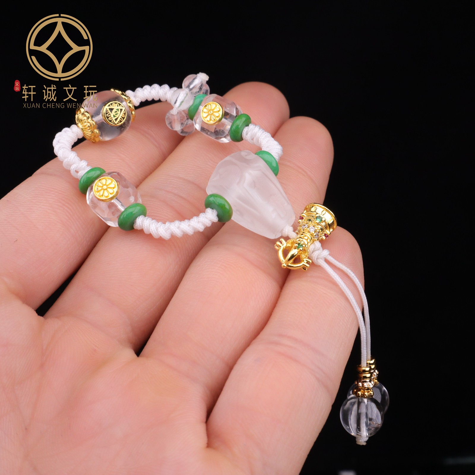 古法金配件天然水晶组合套装隔珠散珠珠子DIY文玩配饰108配件配珠