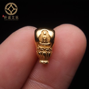 原创925银镀金无相佛三通佛头隔珠手串diy配件金刚菩提文玩配饰