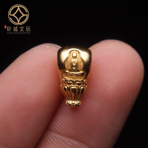 原创925银镀金无相佛三通佛头隔珠手串diy配件金刚菩提文玩配饰