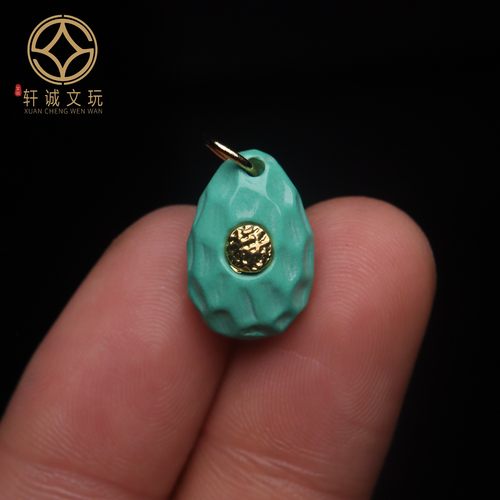 优化高瓷绿松石镶嵌古法金水滴吊坠挂件蒙松散珠手串108diy配饰珠