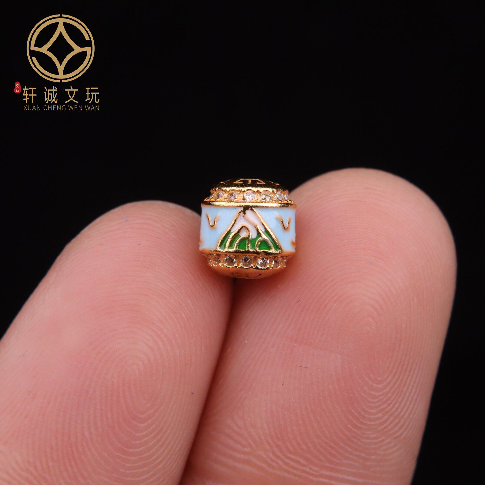 原创纯银镀金千里江山银饰桶珠散珠隔珠diy珠子手串文玩配饰配件