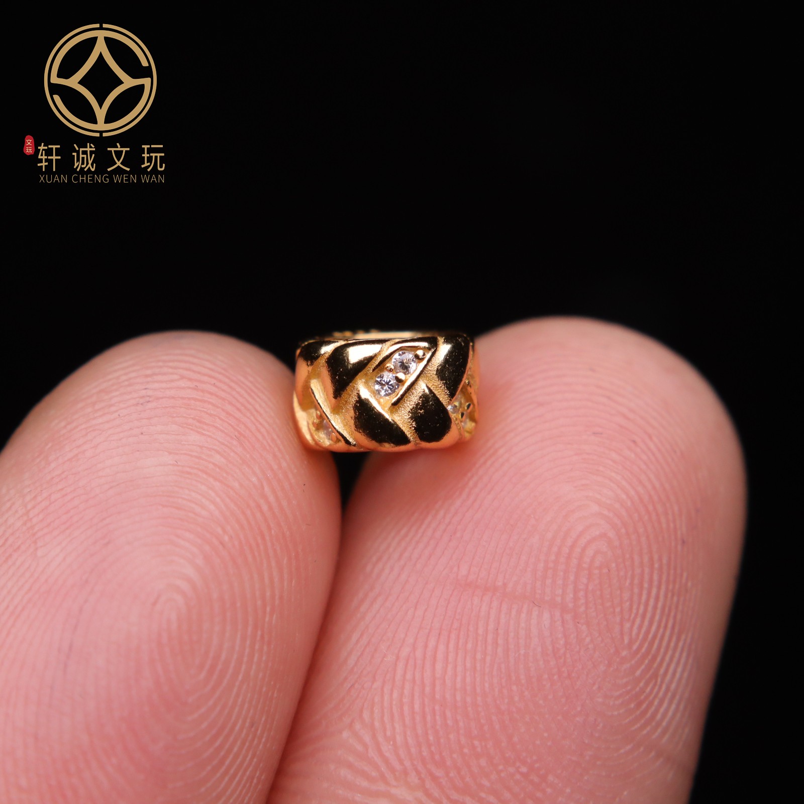 s925纯银镶钻大孔路路通隔珠diy文玩佛珠手串手链配珠diy配件