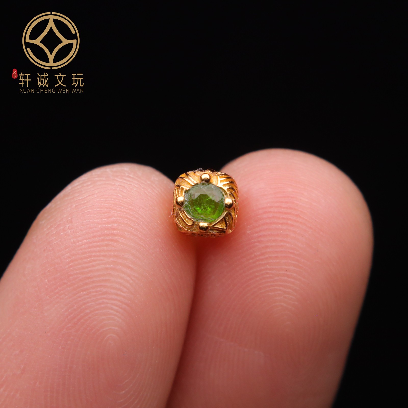 s925纯银镀金镶钻绿隔珠diy文玩佛珠手串手链配珠配件饰品