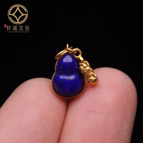 原创S925纯银镀金镶嵌葫芦青金石桶珠散珠DIY配件配珠饰品吊坠