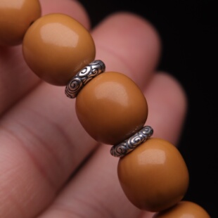 原创纯银925回纹隔片垫片隔珠菩提长串手工串珠编绳diy文玩配饰